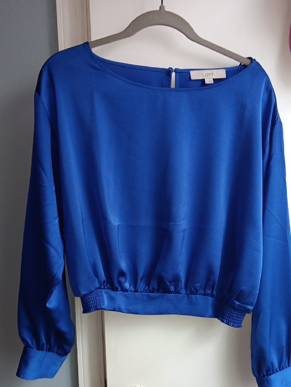 LOFT Bright Blue Long-Sleeve Blouson Sweatshirt